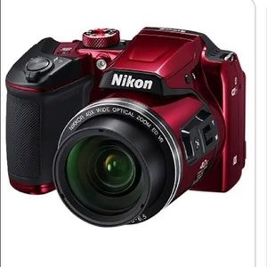 New Red Nikon camera with the bag.